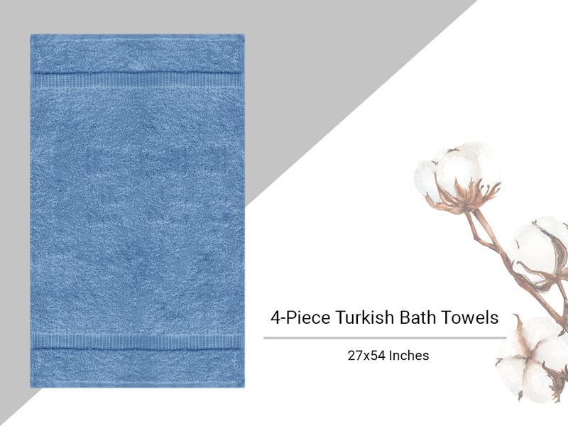 Towel Bazaar Premium Cotton Super Soft and Absorbent Turkish Towels (4-Piece Bath Towels, Wedgewood) - Image 5